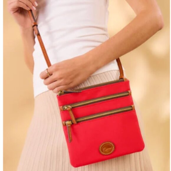 Dooney&Bourke nylon north south triple zip Red Crossbody Bag - Picture 11 of 14